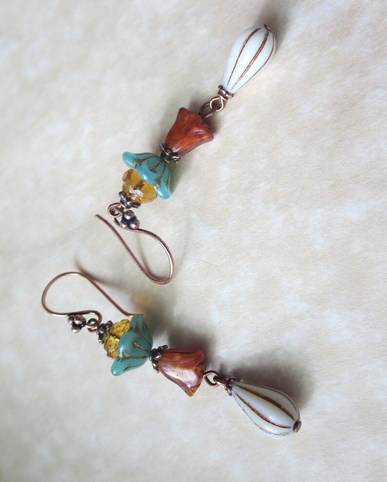 Boho Flower Gourd Copper Earrings