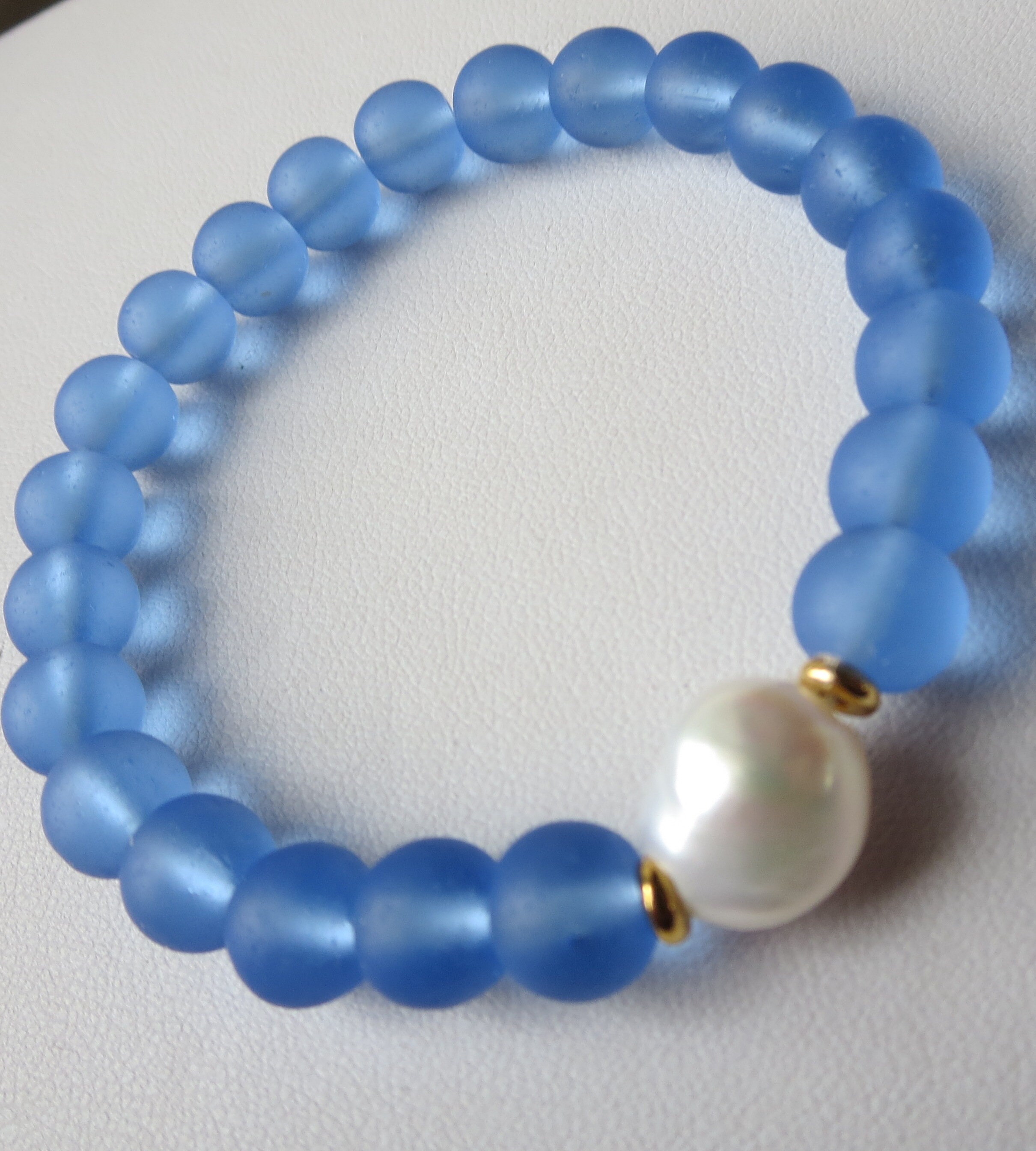 Set of 3 Sea Glass and Pearl Bracelets - Etsy