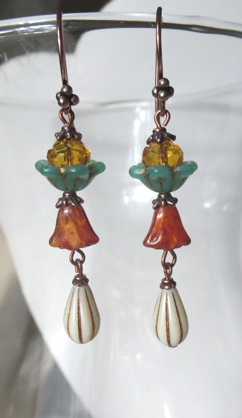Boho Flower Gourd Copper Earrings