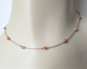 Floating Sunstone Silk String Choker Choose Length Tin Cup