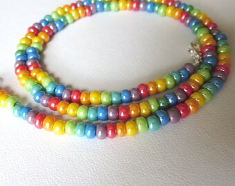 Soft Rainbow 4mm Seed Bead Choker Necklace Anklet Bracelet