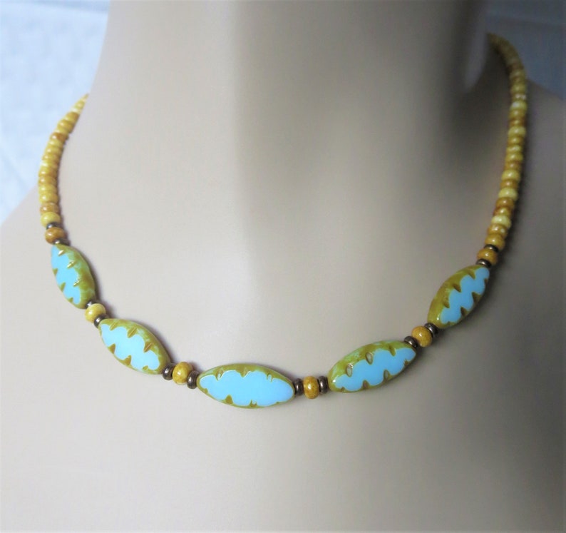 Blue Sky and Sandy Beach Beaded Necklace