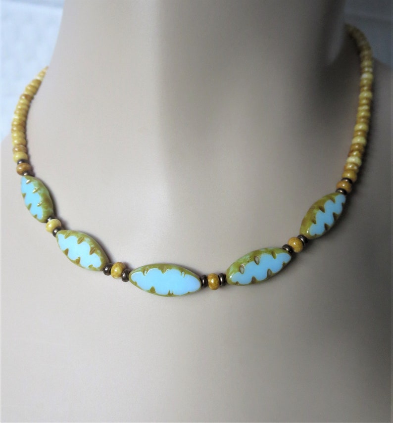 Blue Sky and Sandy Beach Beaded Necklace