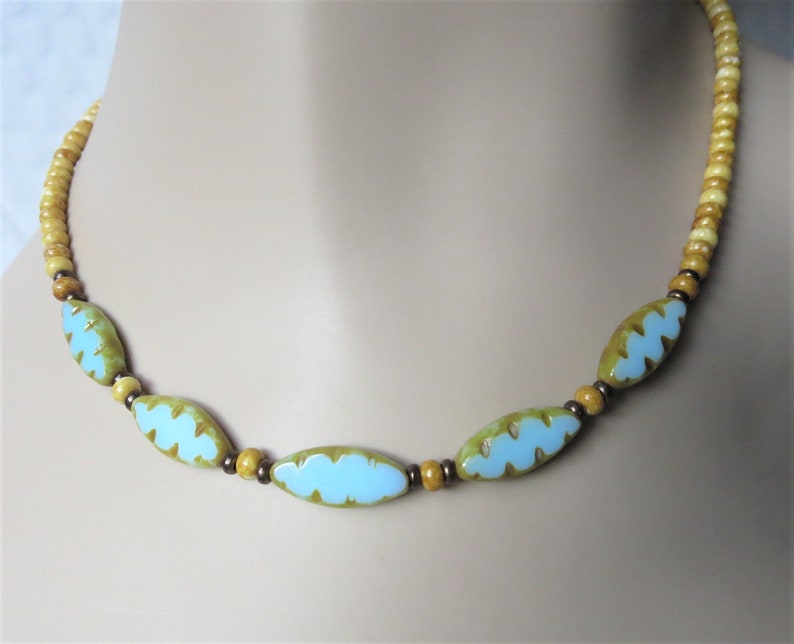 Blue Sky and Sandy Beach Beaded Necklace