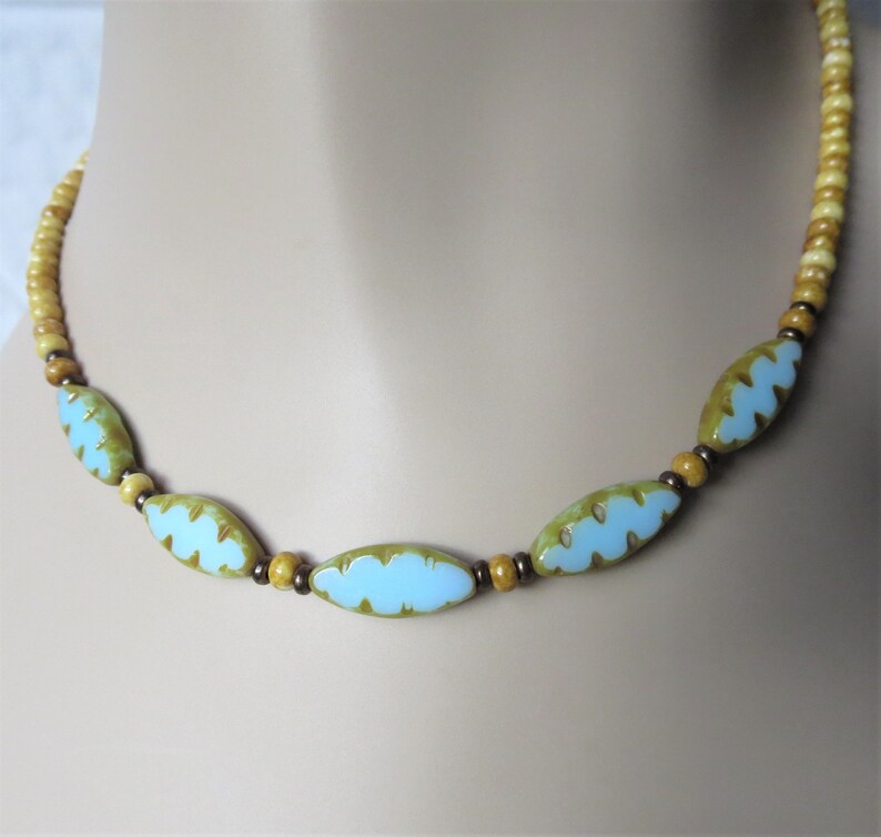 Blue Sky and Sandy Beach Beaded Necklace