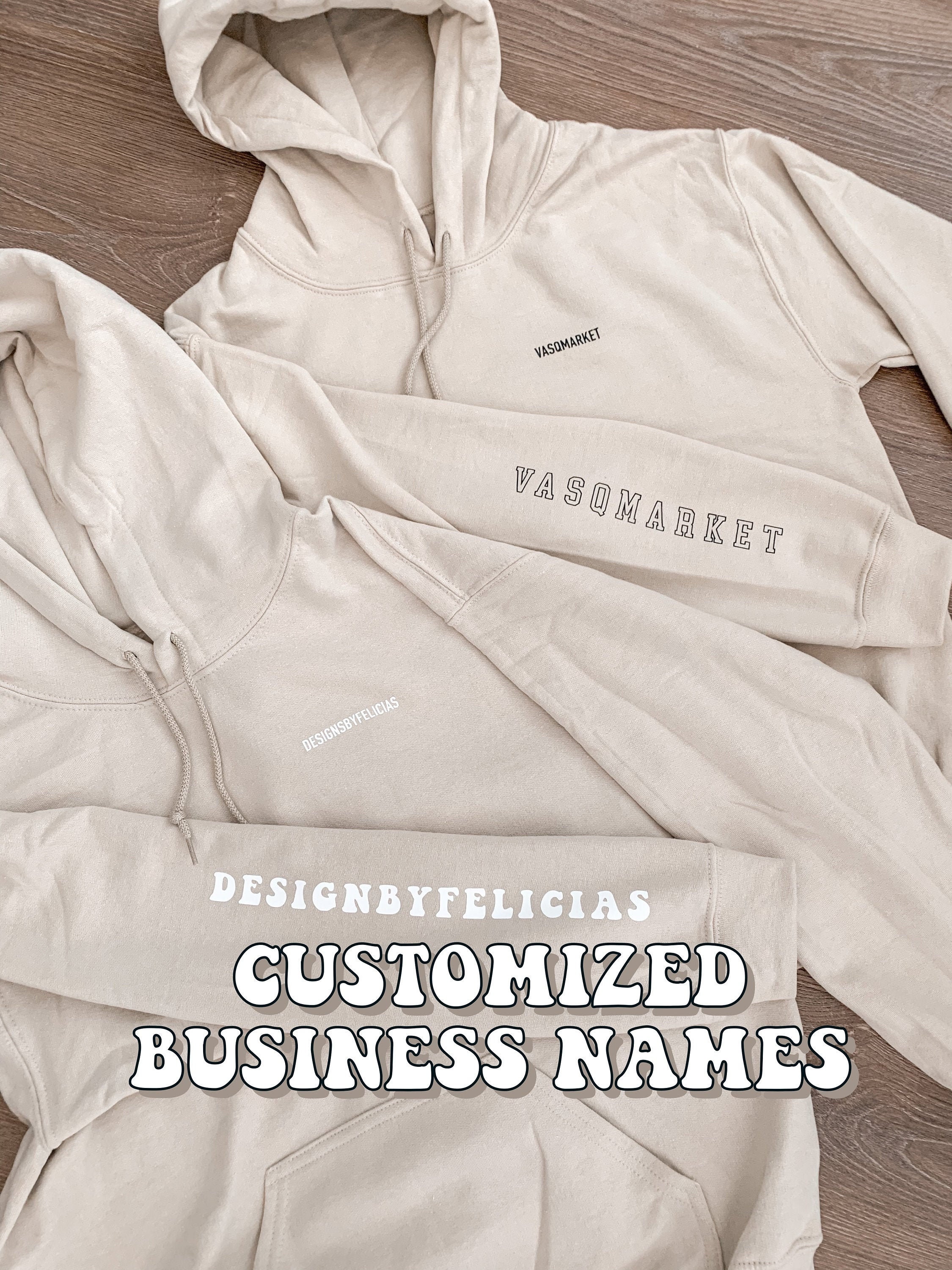 CUSTOM HOODIES Business Handle Sand Colored Hoodies Etsy