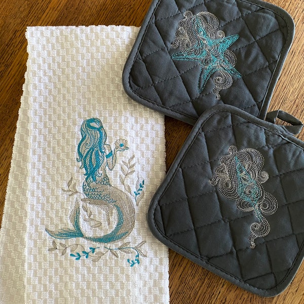 Mermaid Hand Towel Etsy