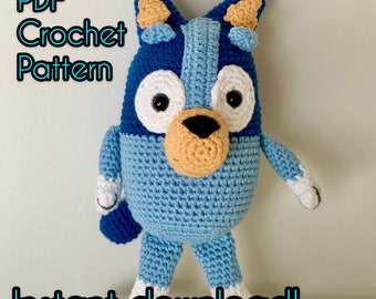 Blue heeler crochet pattern - bluey crochet pattern
