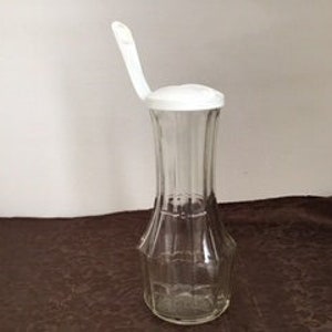 Vintage Good Seasons Clear Glass Cruet With White Lid