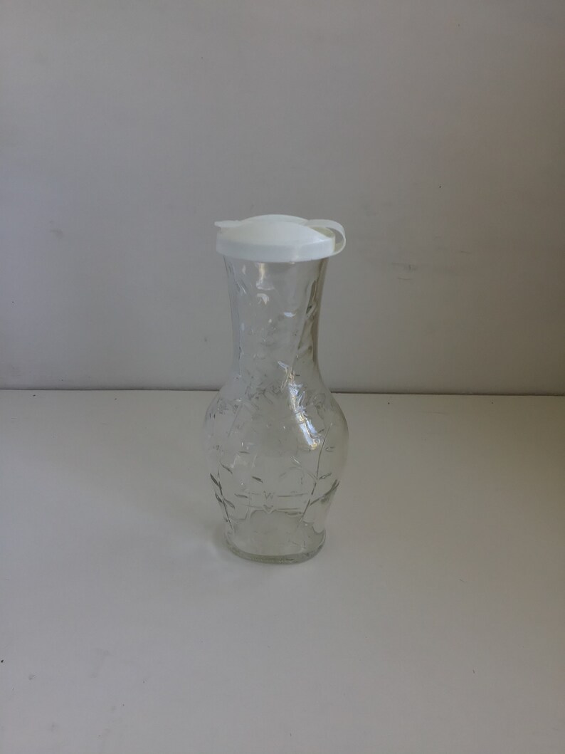 Vintage Good Seasons Clear Glass Cruet With White Lid Etsy