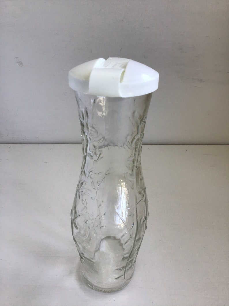 Vintage Good Seasons Clear Glass Cruet With White Lid Etsy