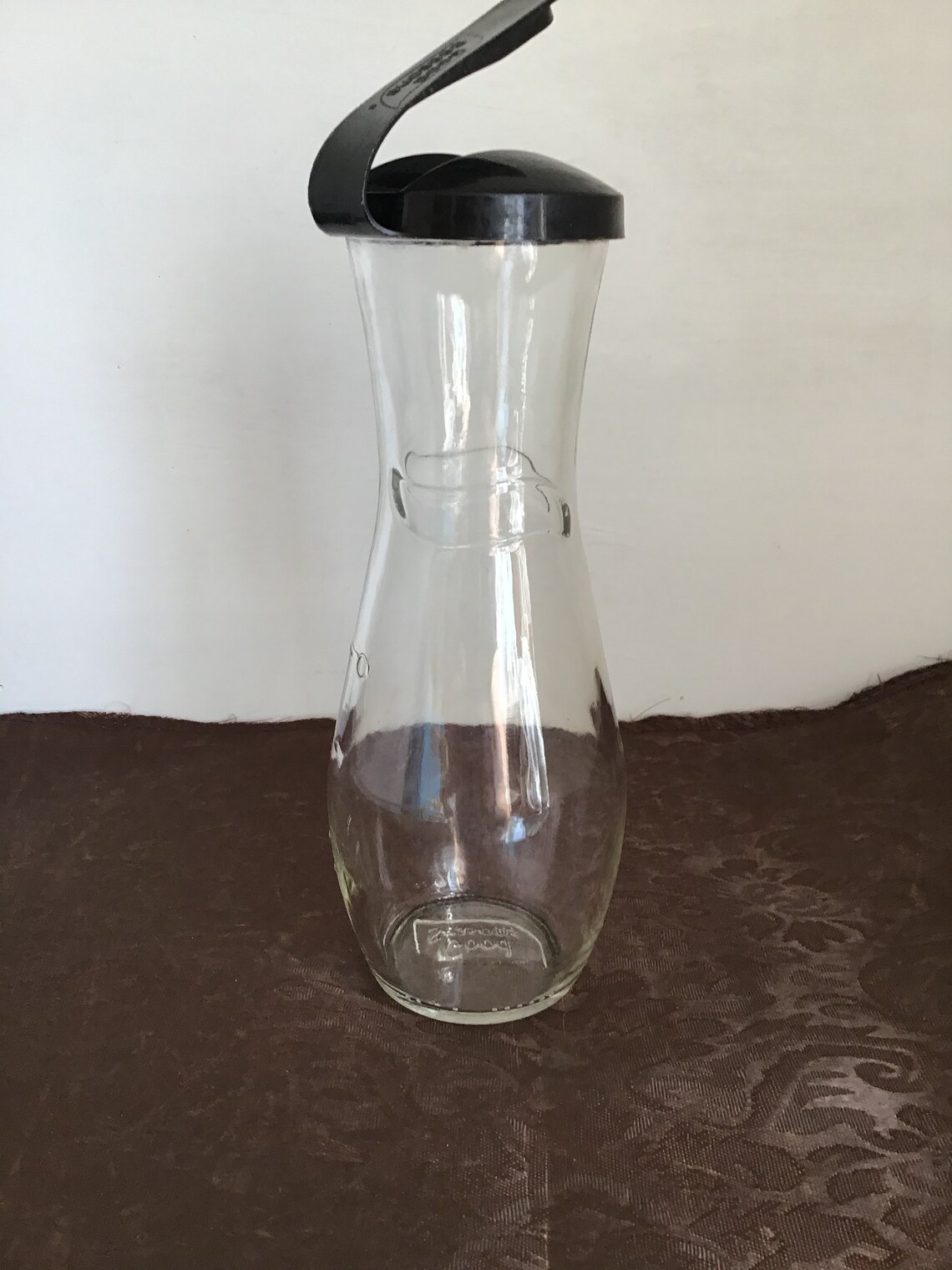 Vintage Good Seasons Clear Glass Cruet With Black Lid Etsy