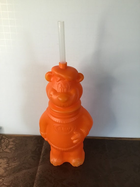 Vintage A & W ROOT BEAR 16 Ounce Plastic Cup With Straw 