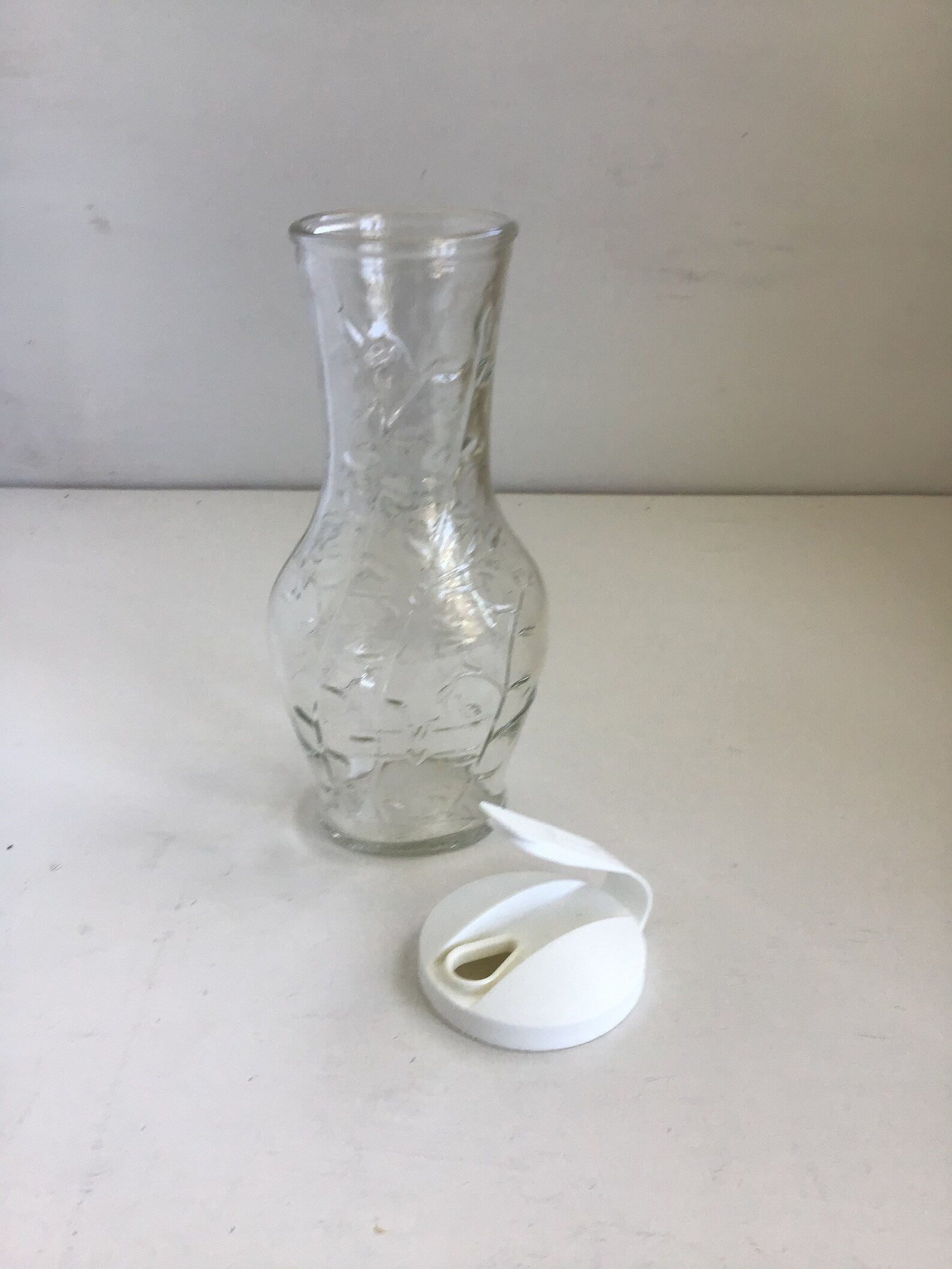 Vintage Good Seasons Clear Glass Cruet With White Lid Etsy