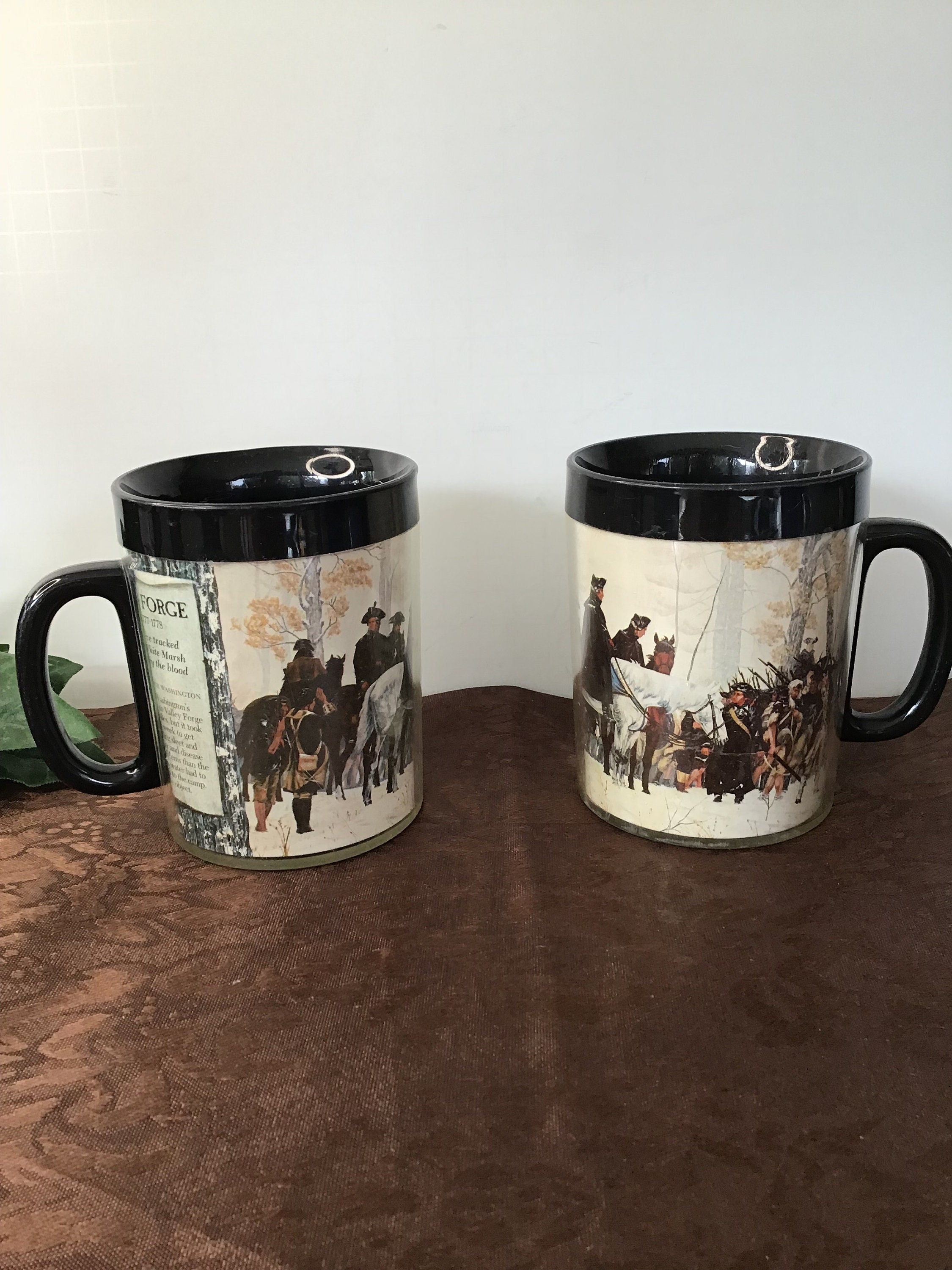 Vintage Camouflage Camo Thermo-Serv Mug Coffee Cup Made In USA | LOT OF 2