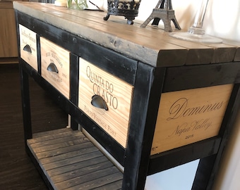 Wine Crate Buffet Console Table
