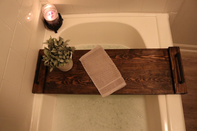 Rustic Solid Wood Bathtub Tray Etsy