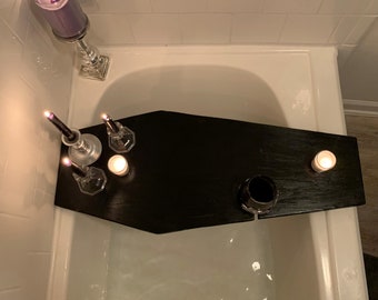 Coffin Shaped Bath Tray with Wine Notch