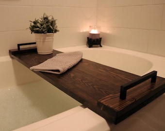 Rustic Solid Wood Bathtub Tray