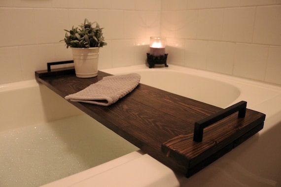 Rustic Solid Wood Bathtub Tray 