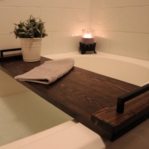 Rustic Solid Wood Bathtub Tray