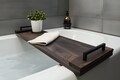 Handmade Rustic Wood Bathtub Tray: Dark Walnut Finish