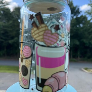 UV DTF Glass Tumbler with Bamboo Lid & Straw: Iced Coffee Cup