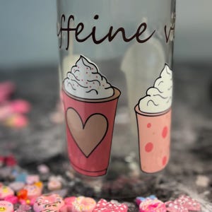 Glass Cup with Bamboo Lid & Straw|UV DTF Decorated Tumbler| Aesthetic Iced Coffee Cup| Reusable Glass Tumbler| Custom Drinkware