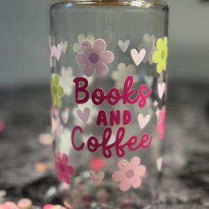 Glass Cup with Bamboo Lid & Straw|UV DTF Decorated Tumbler| Aesthetic Iced Coffee Cup| Reusable Glass Tumbler| Custom Drinkware