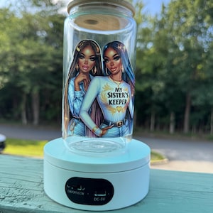 UV DTF Glass Tumbler with Bamboo Lid & Straw: Iced Coffee Cup