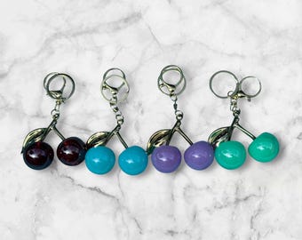 Large Cherry Purse Charm | Cute Bag Accessories | Fruit Keychain for Handbags, Backpacks & Tote Bags | Fun Summer Bag Charm Gift