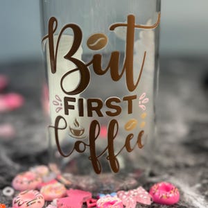 Glass Cup with Bamboo Lid & Straw|UV DTF Decorated Tumbler| Aesthetic Iced Coffee Cup| Reusable Glass Tumbler| Custom Drinkware