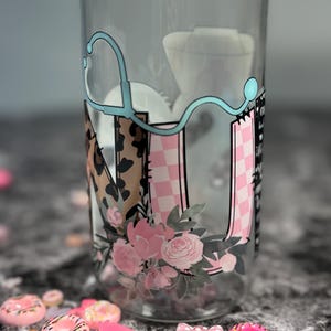 Glass Cup with Bamboo Lid & Straw|UV DTF Decorated Tumbler| Aesthetic Iced Coffee Cup| Reusable Glass Tumbler| Custom Drinkware