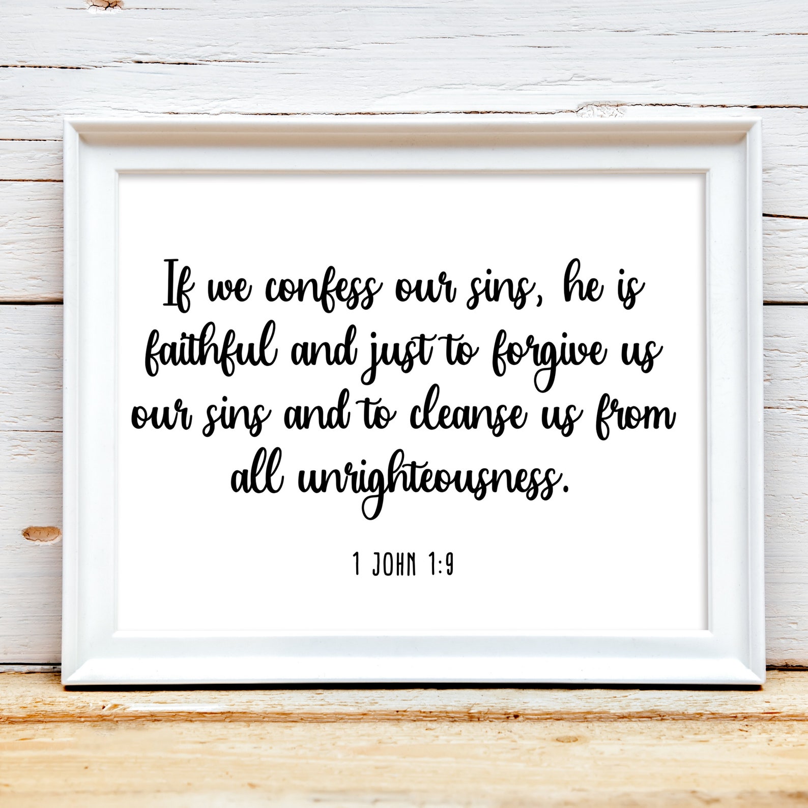 Christian Scripture Art Home Decor 1 John 1:9 Wall Art - Etsy