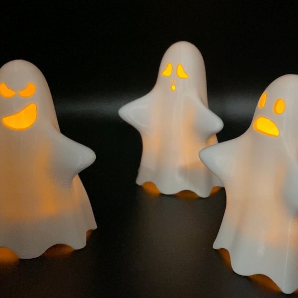 Gruselige Geister mit flackernder LED-Kerze | Halloween-Dekor | MCGadgets | Wandkunst | Halloweens