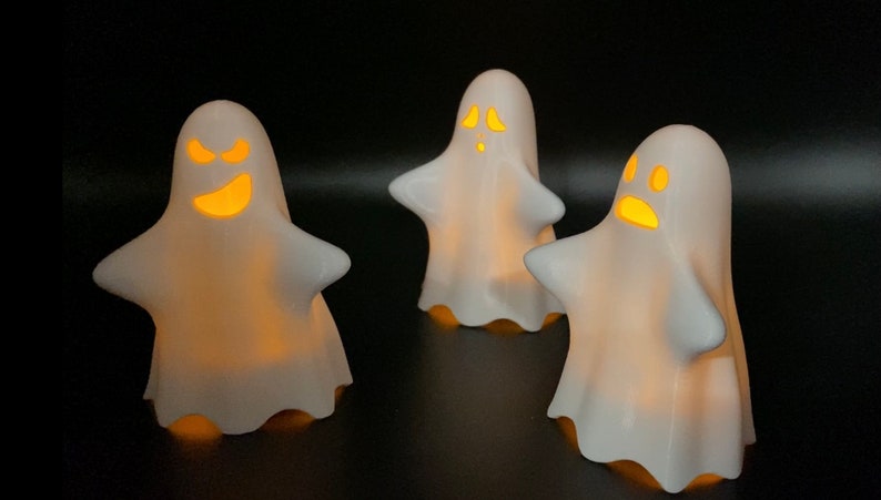 Spooky Ghosts w/ Flickering LED Candle | Halloween Decor | MCGadgets 
