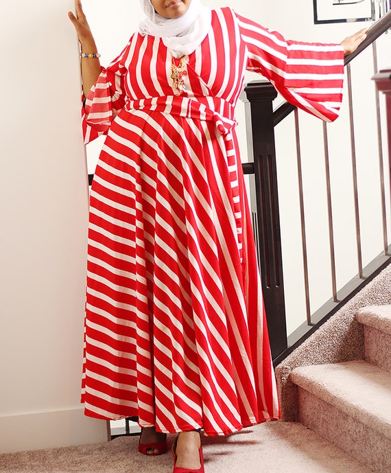 Plus Size - Wrap-style Flare Dress in Red - Etsy Canada