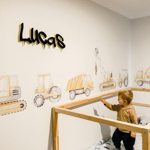 Excavator Wall Decal Construction Wall Decor Kids Room Wall Etsy