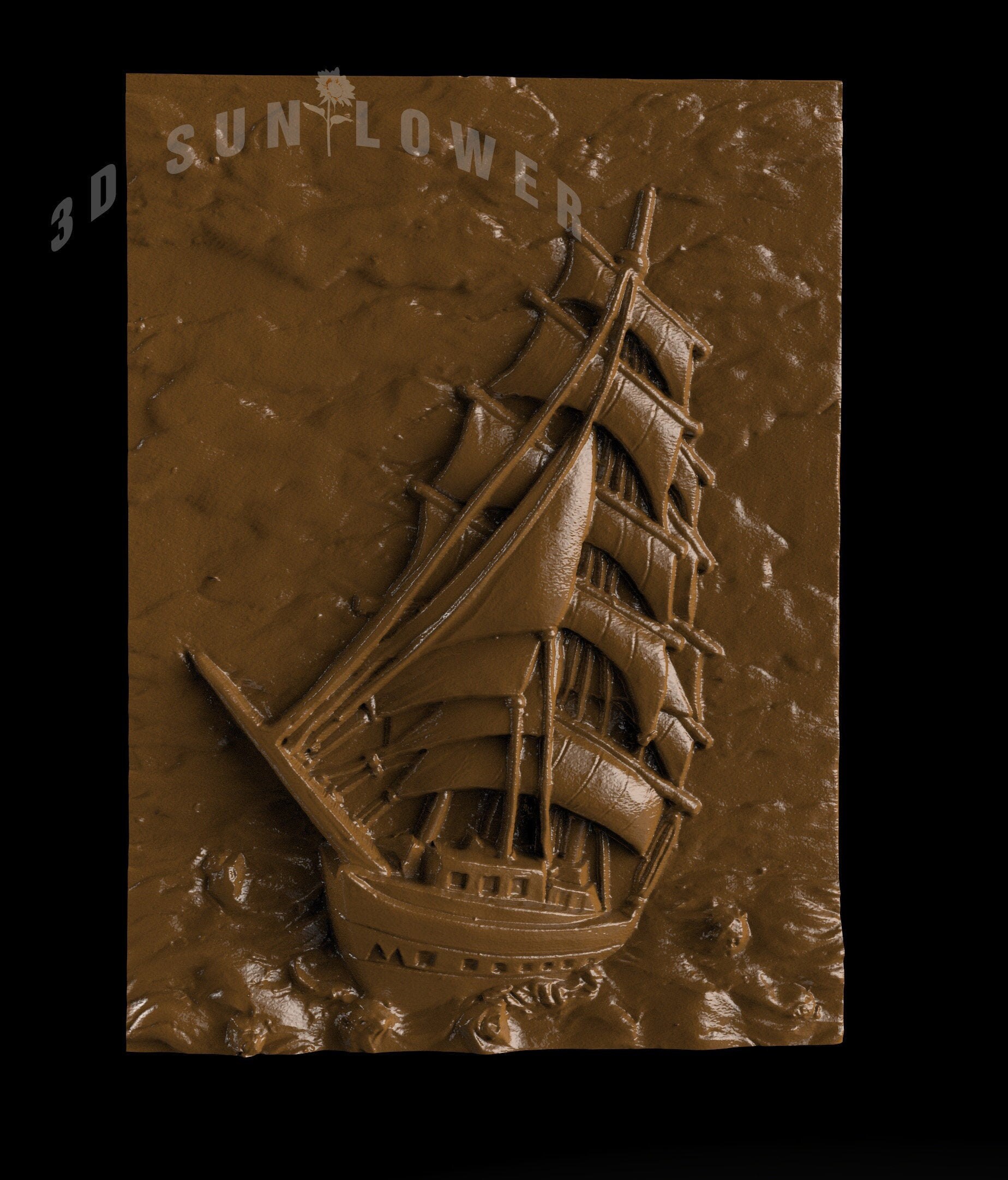 Sea Ocean Ship 3d stl model file wall panel for cnc router 3d Etsy