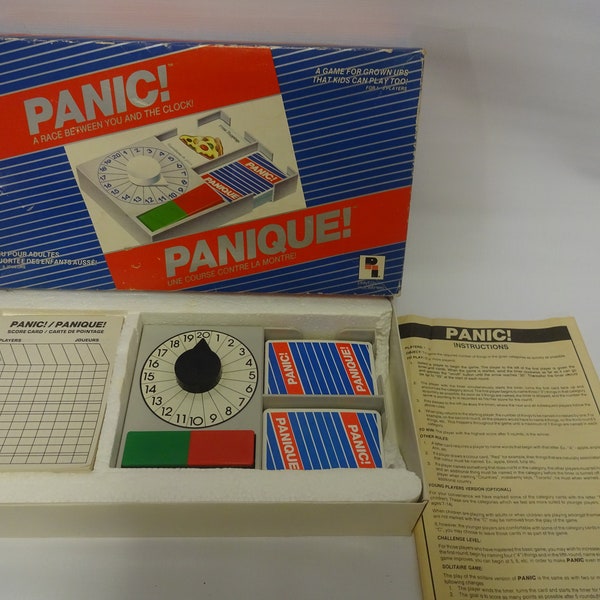 Rare Vintage 1987 Panic game A Race between you and the clock by Playtoy industries Panique Une course contre la montre