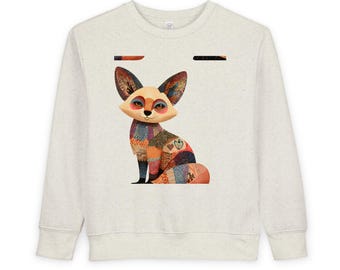 Sudadera con parches de zorro para niños pequeños / Top infantil con lindo animal del bosque