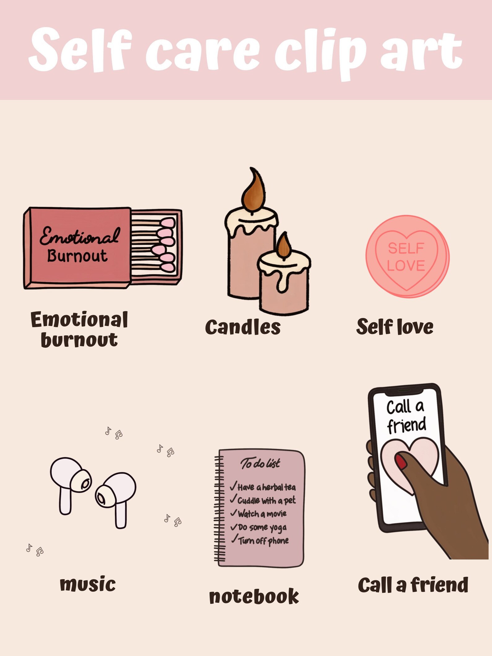 Self Care Clipart Mental Health Clip Art Digital Art P - Etsy
