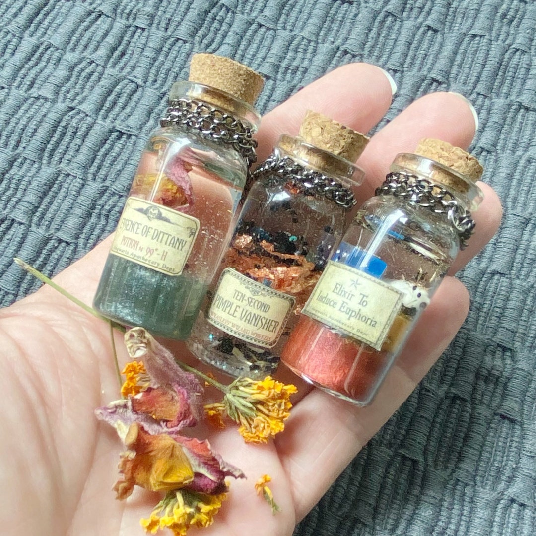 Glass Halloween Ornaments for Halloween Tree, Decorative Potion Bottles