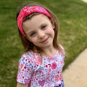 Neon Coral Sequin Mesh Headwrap, Bow, Headband, Scrunchie