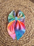 Summer Tie Dye Velvet Bow, Headwrap, headband