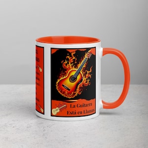 The Guitar is on Fire (La Guitarra Está en Llamas) 11oz Kaffeetasse (325,31 ml) Perfektes Geschenk für Fans von Flamenco und der spanischen Gitarre!