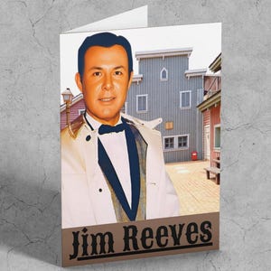 Nouvelle carte de voeux avec cadre de 17 x 20 cm + enveloppe Jim Reeves, légende country-western, cadeau parfait pour les fans de musique country-western !