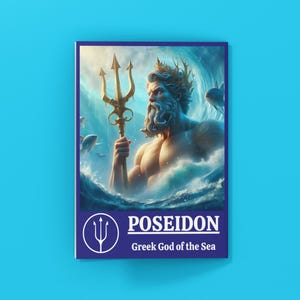 POSEIDON Greek God of the sea New Greeting Card 5x7 in Perfect Gift Item for Fans of Greek Gods and Ancient Greek Mythology!