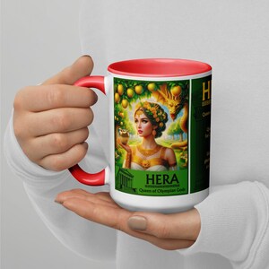 HERA Queen of Olympian Gods 15oz Coffee Mug in RED Perfect Gift Item for Fans of Greek Gods and Goddess & Ancient Greek Mythology!