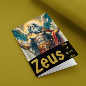 Frameable Greeting Card 5X7 inches + envelope ZEUS The King of Greek Gods Perfect Gift Item for Fans of Greek Gods, Heroes and Mythology!